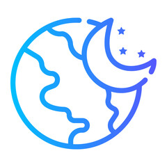 moon earth Line Gradient Icon