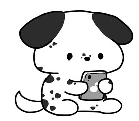 Illustration of a Dalmatian staring at a smartphone