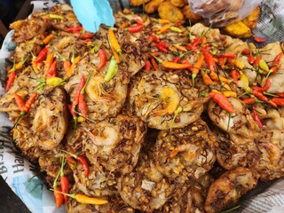 Indonesian food : Bakwan. Bakwan is made from a mixture of cabbage, carrots, potatoes, shrimp and flour