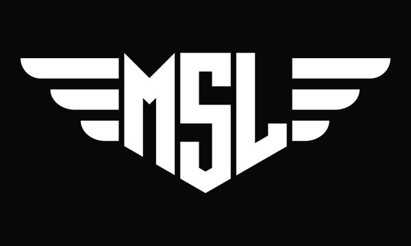 MSL three letter logo, creative wings shape logo design vector template. letter mark, word mark, monogram symbol on black & white.