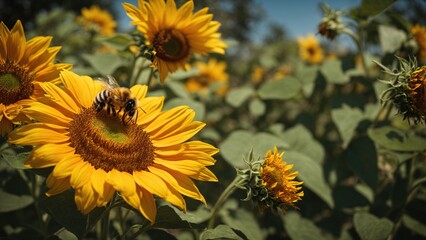 Obraz premium sunflower and bee