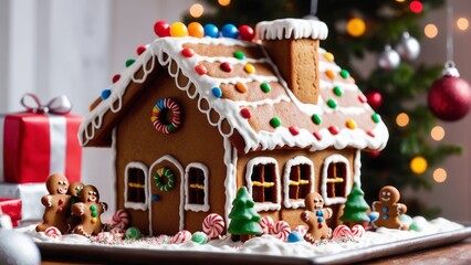 Gingerbread house decorated for Christmas 