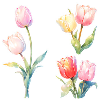 watercolor tulips_Generative AI