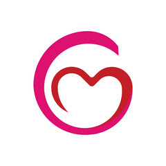 Letter 6 Logo, Six love logo design
