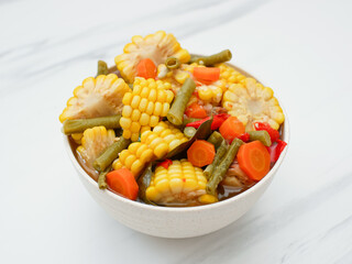 Sayur asem or vegetable tamarind is an Indonesian vegetable soup. It is a popular Southeast Asian dish, consisting of vegetables in tamarind soup.