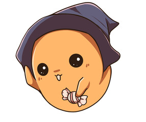 飴を持ったハロウィンのおばけのイラスト