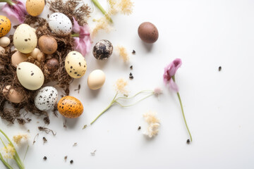 Obraz na płótnie Canvas Chocolate Easter eggs on white table background.