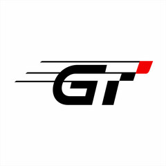 GT letter logo design with T in negative space in fast concept.