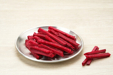 Fresh Organic Beetroot Slices served in a plate
