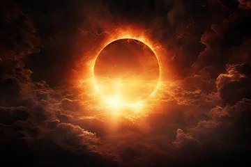 Foto op Plexiglas Solar eclipse or Lunar eclipse with the cloud on the sky background. © Virtual Art Studio