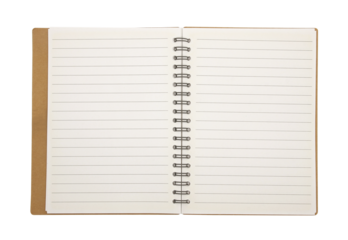 Blank notebook paper with ring spine on transparent background png file