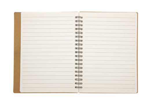 Blank notebook paper with ring spine on transparent background png file