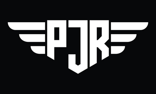 PJR three letter logo, creative wings shape logo design vector template. letter mark, word mark, monogram symbol on black & white.