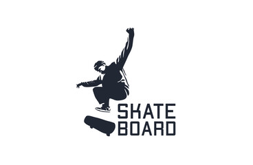 vector logo with an abstract image of a skateboard © Seraphyn