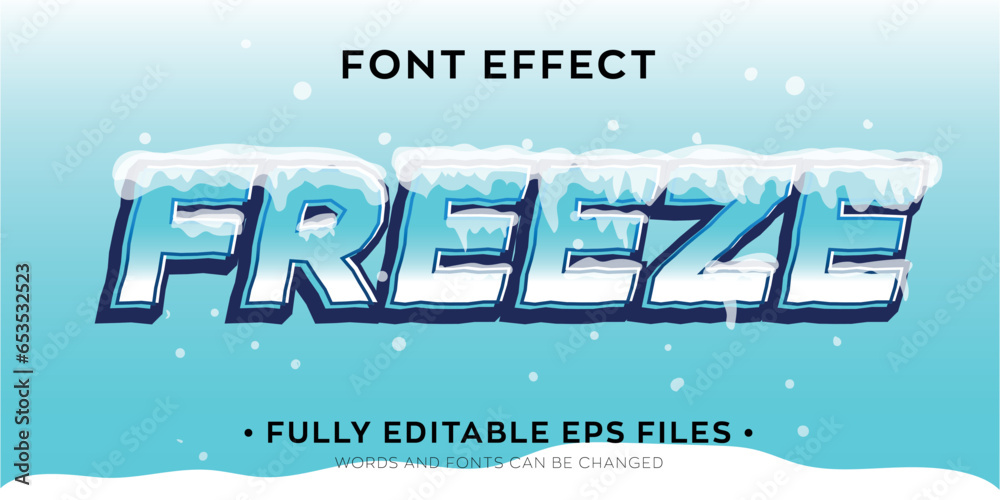 Wall mural vector editable freeze text effect, 3d style cold breeze font style