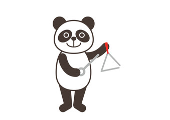 トライアングルを鳴らしているパンダ
