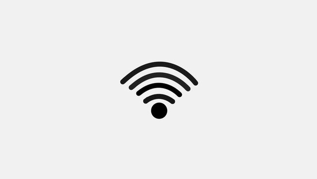 Wi-Fi Icon On Black Background, wi fi network icon animation. logotype background. k1_1427