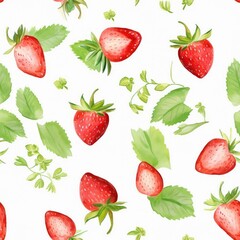 strawberry hand painted watercolor seamless pattern background