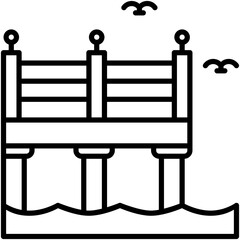 Pier Icon. Jetty Dock Seaside Symbol Stock Illustration. Vector Line Icons For UI Web Design And Presentation