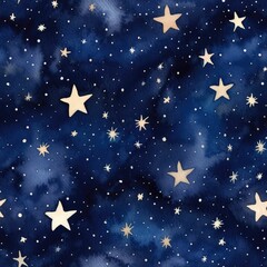 Obraz na płótnie Canvas galaxy star hand painted watercolor seamless pattern