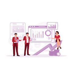 The business team presented an e-commerce investment strategy during the meeting. Data Analysis Concept. Trend Modern vector flat illustration