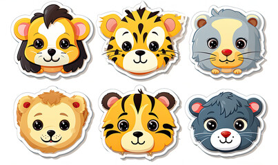 Group of stickers featuring fierce and exotic wildlife.