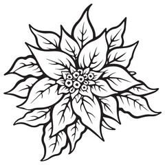 Black and white flower line art coloring page vector illustration