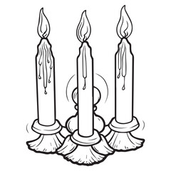Line art Candle Set Coloring page vector design