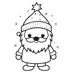 Santa Claus Line art coloring book page design for kids