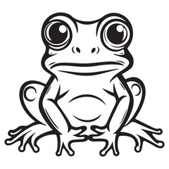 Cute Frog Sit On the  ground line art coloring book page design