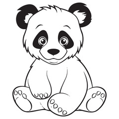 Cute cartoon panda vector illustration. Panda Line art coloring page vector design