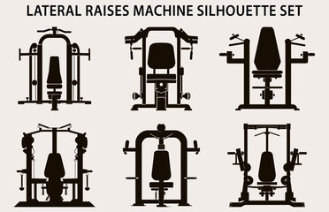 Set Of Gym Equipment Silhouette vector, Fitness element machine illustration Bundle