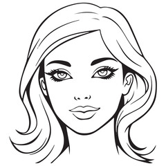 Cute Line Art Women face vector illustration