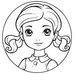 Cute Line Art Girl coloring page vector illustration