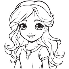 Innocent Girl Line art coloring page vector illustration