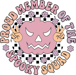 Proud Member Of The Spooky Squad Halloween Retro Design