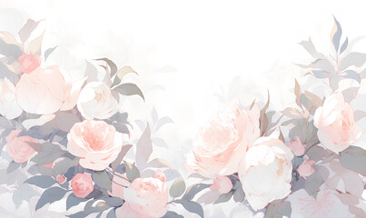 watercolor background with rose_Generative AI