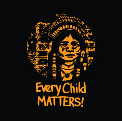 Every Child Matters. National Day of Truth and Reconciliation. Modern creative banner. Orange T-shirt Day.	
