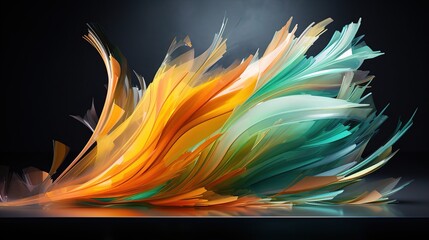 A background with colorful feathers.