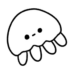 Line Jelly Fish Cute Doodle illustration, signs and symbols, Hand drawn, Pencil in doodle