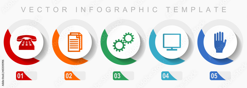 Poster technology icon set, miscellaneous icons such as phone, document, gears, tv and hand, flat design ve