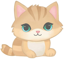 Cat cute cartoon Watercolor PNG papertexture