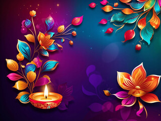 Fototapeta na wymiar shiny colorful floral background for diwali