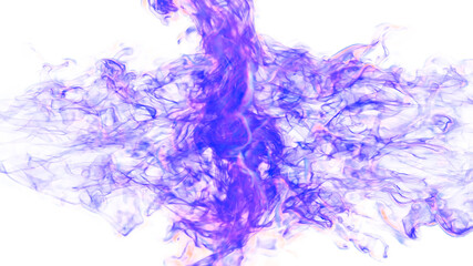 3d illustration. Tongues of lilac flame collide from opposite sides on a white background.