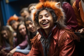 School's theater production with students in costume, Generative AI