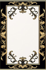 Decorative page border in black and gold around negative space.