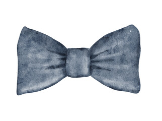 Black Bow tie isolated on white background. Male watercolor illustration