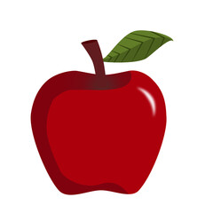 illustration vector graphic of a red apple, with a single leave