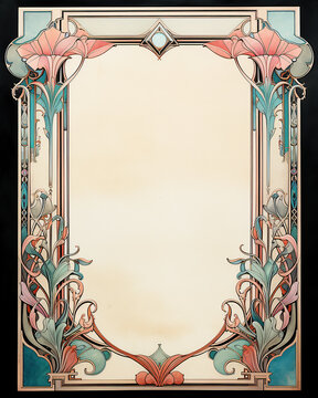 Art nouveau style page border around negative space.