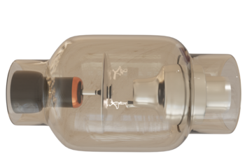 X-ray generator tube 3D rendering image used for medicine isolated on tranbsparent background.